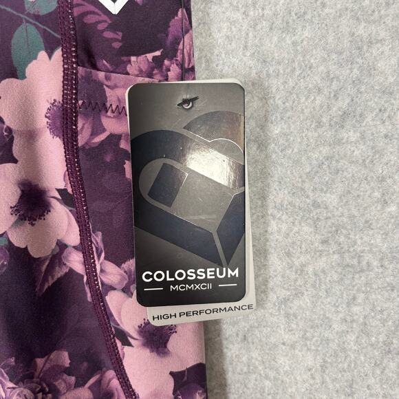 Colosseum Capri Leggings Womens Small Purple Allure Peonies Pockets Yoga Active - Picture 4 of 8